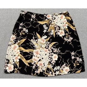 Hilo Hattie Hawaiin Floral A-line Zip Skirt Womens Size 20 Black/Gold/White/Pink